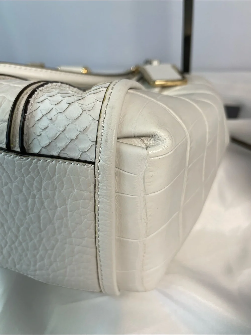 Coach A1420-30103 Madison Mixed Exotic Embossed Leather Satchel Authenticated